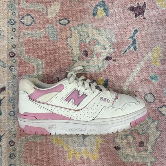 New Balance 550 White and Pink Women's Shoes - Picture 2 of 2